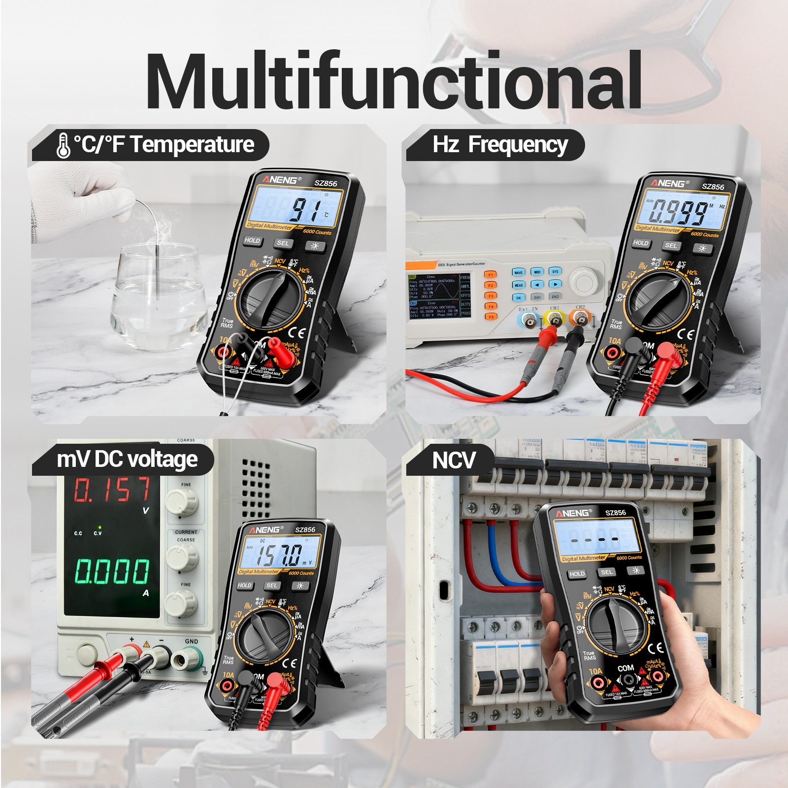 ANENG True RMS Digital Multimeter 6000 Counts Auto Range Kit with Voltage Tester