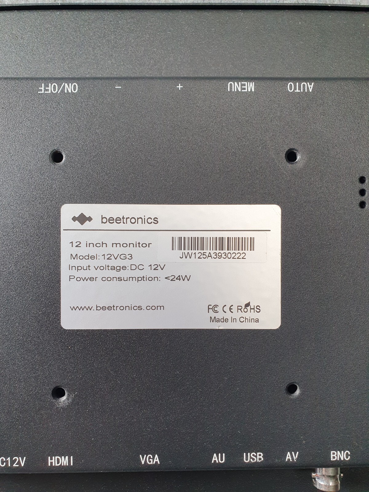 Beetronics 12VG3 12″ Monitor