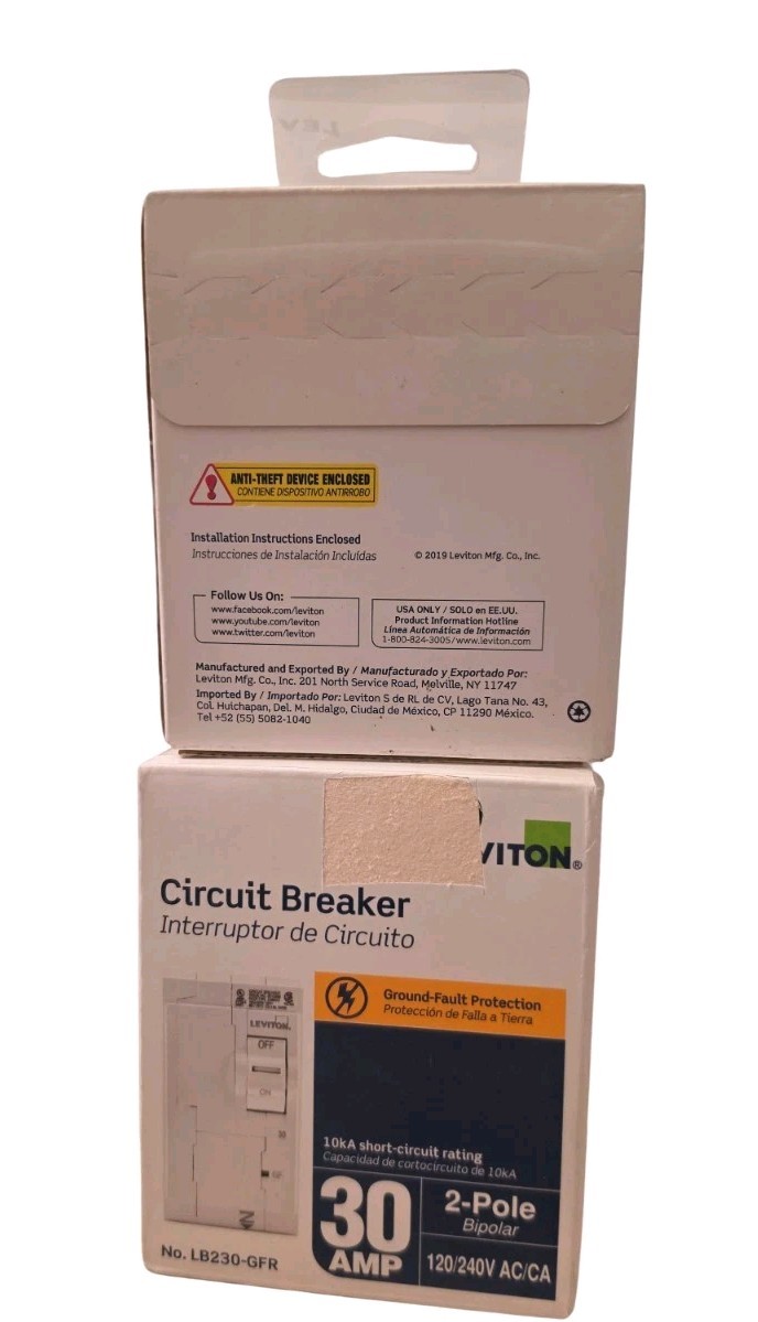 LevitonBranch Circuit Breaker, GFCI 2- Pole 30 Amp, 120-Volt/240-Volt,LB230-GFR
