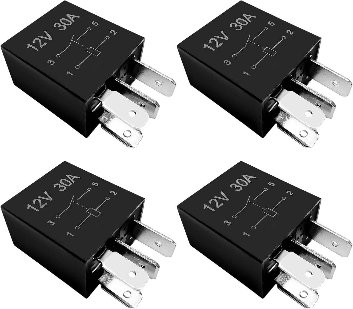 4 PCS 4 Pin , 12V 30A Multi-Purpose Vehicle Starter Relay Replacement, Waterp…