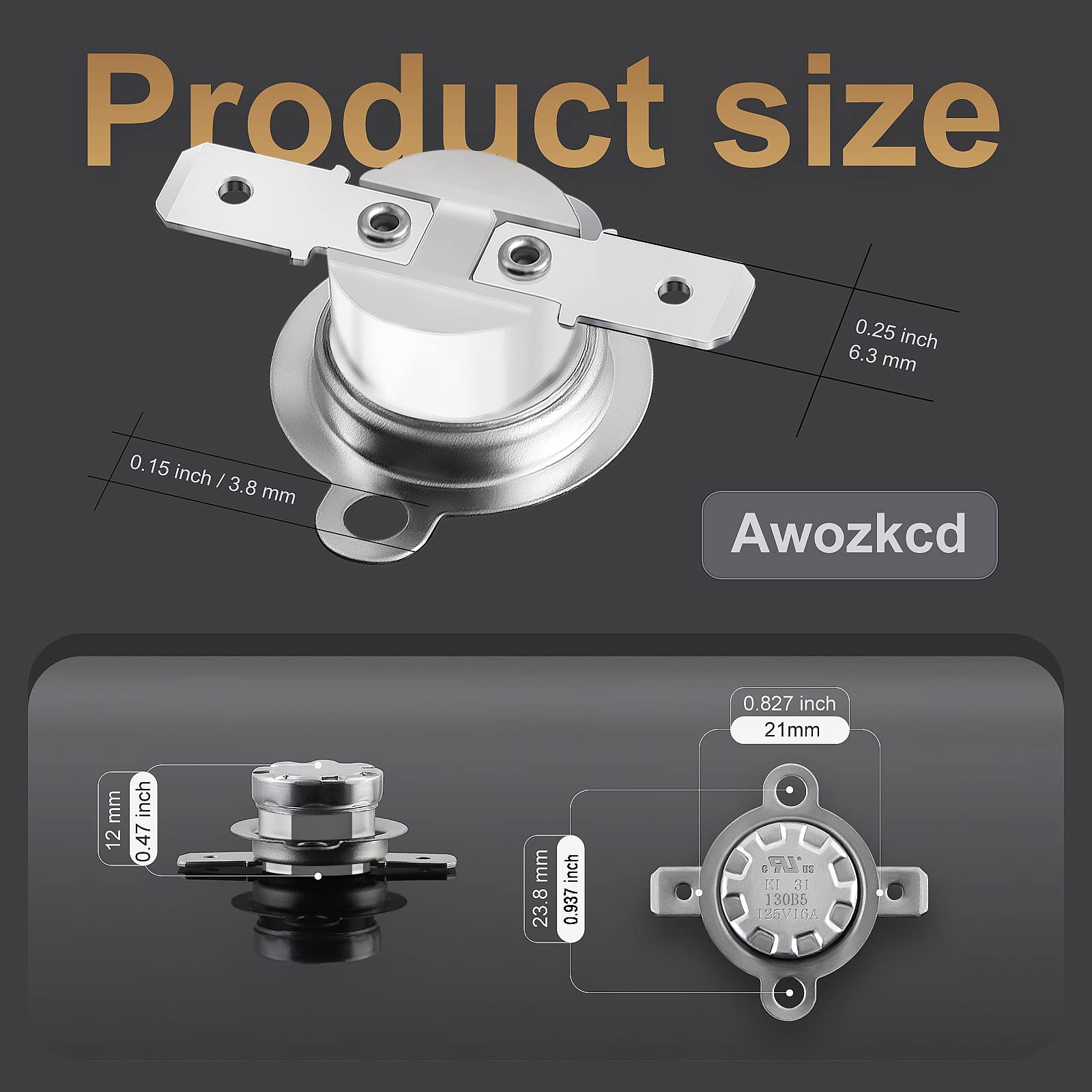 Awozkcd UL/CUL KSD301 125V 16A Thermal Cutoff Switch,150°C/302°F Off