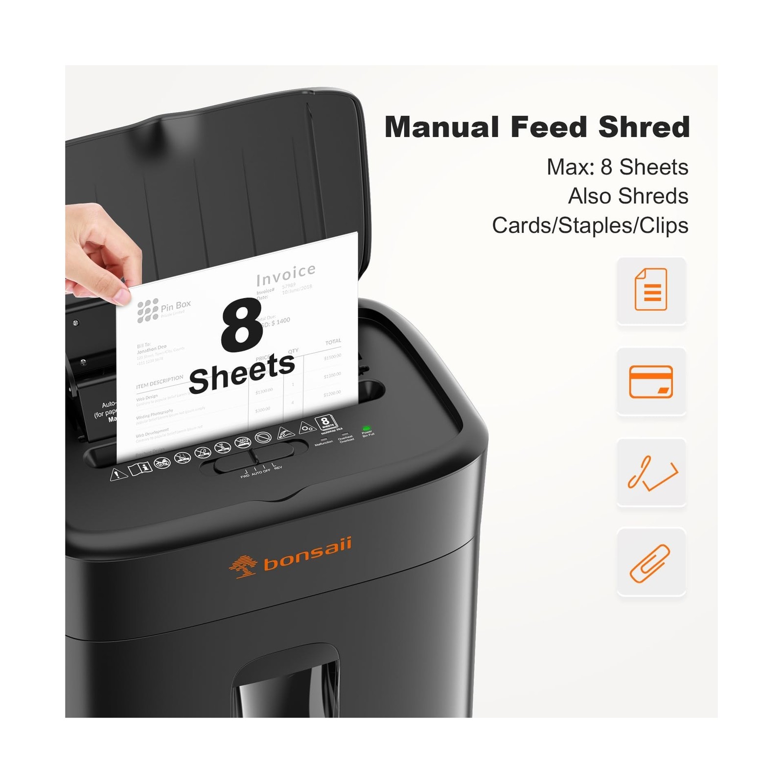 Bonsaii 100 Sheets Auto Feed Paper Shredder, Up to 30 Minutes Shred… Fast Ship