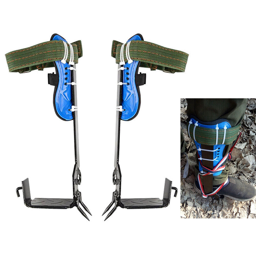 Tree/Pole Climbing Spike Set Safety Belt Rope Lanyard w/ Carabiner 2 Gear Hook