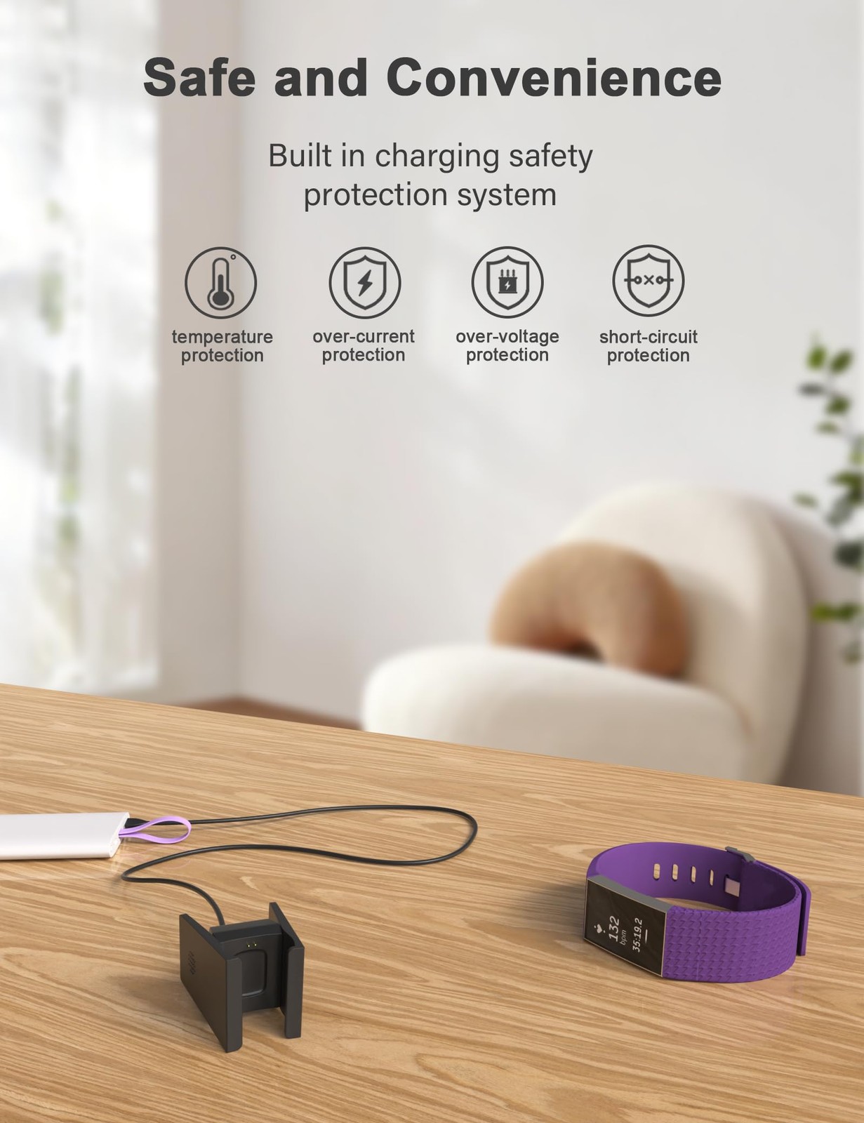 3.3ft/1m Charger with Fitbit Charge 2 Charger USB Charging Cable for Fitbit C…