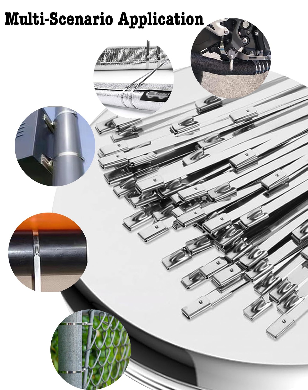 50Pcs Metal Zip Ties 11.8 Inch 304 Stainless Steel Zip Ties, Heavy Duty Multi-Pu