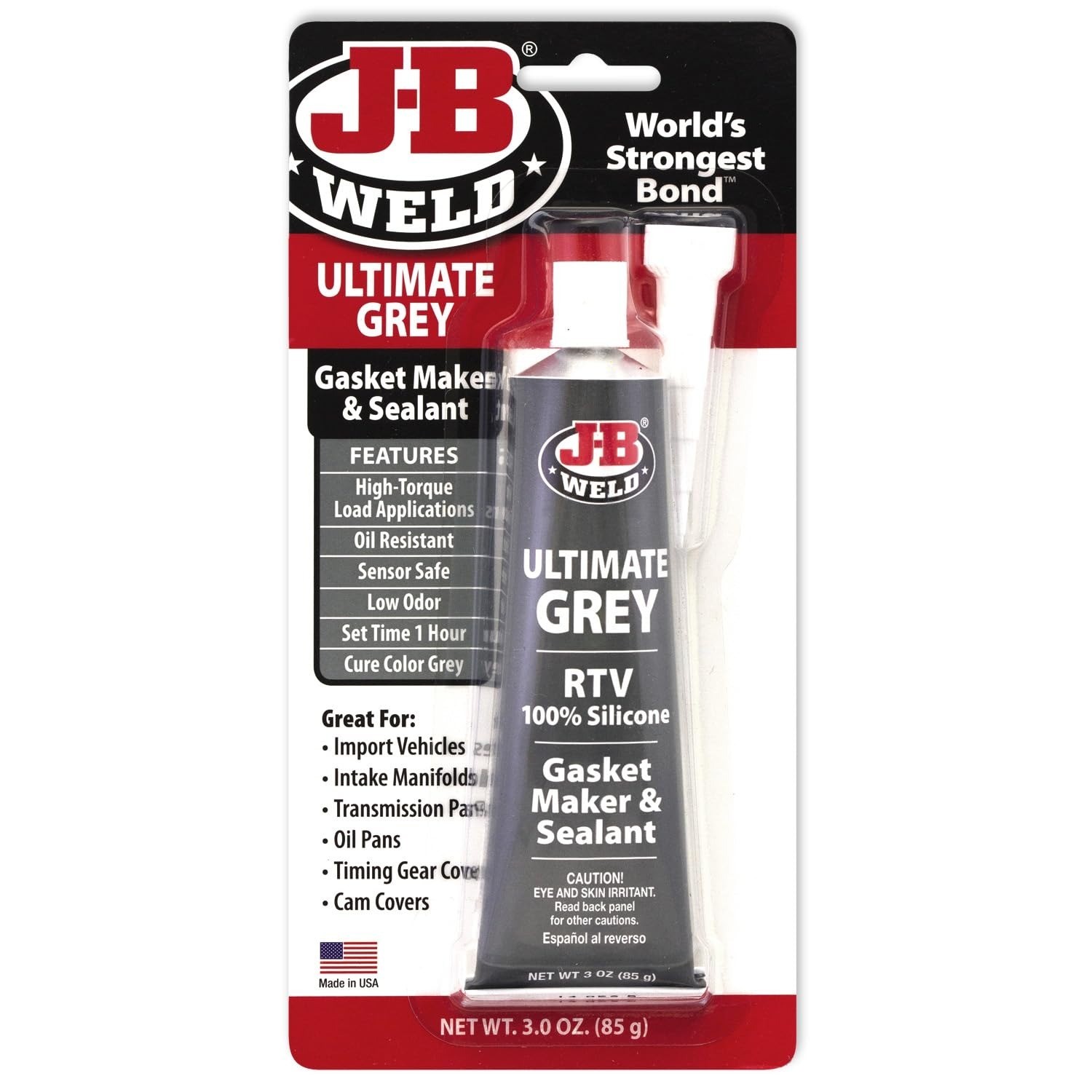 J-B Weld 31319 Black RTV Silicone Sealant Adhesive 3 oz Waterproof