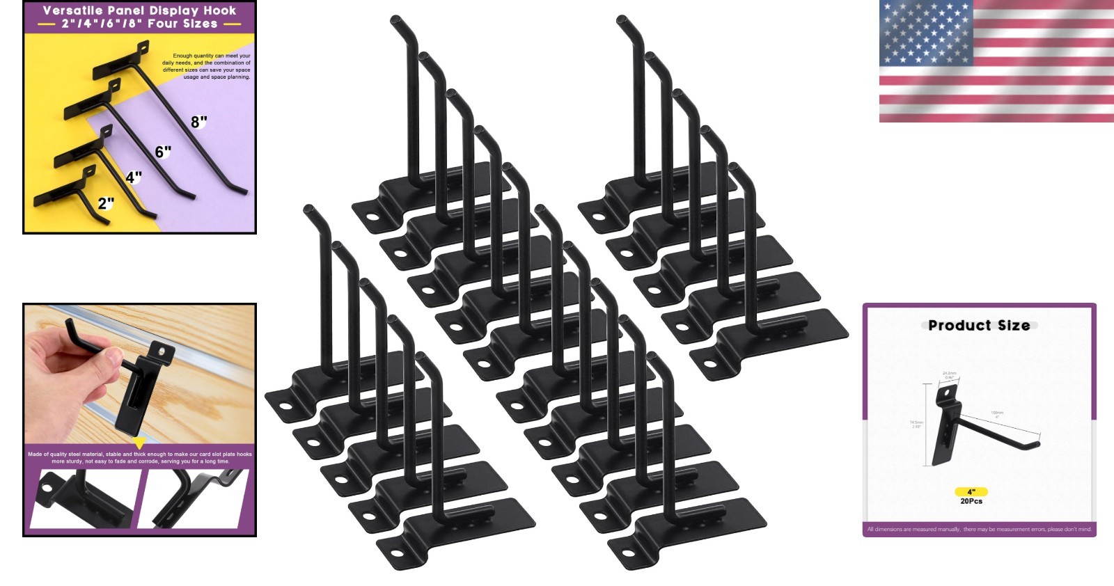 20 Heavy-Duty 4-Inch Slatwall Hooks Set – Durable Garage Organization Solution