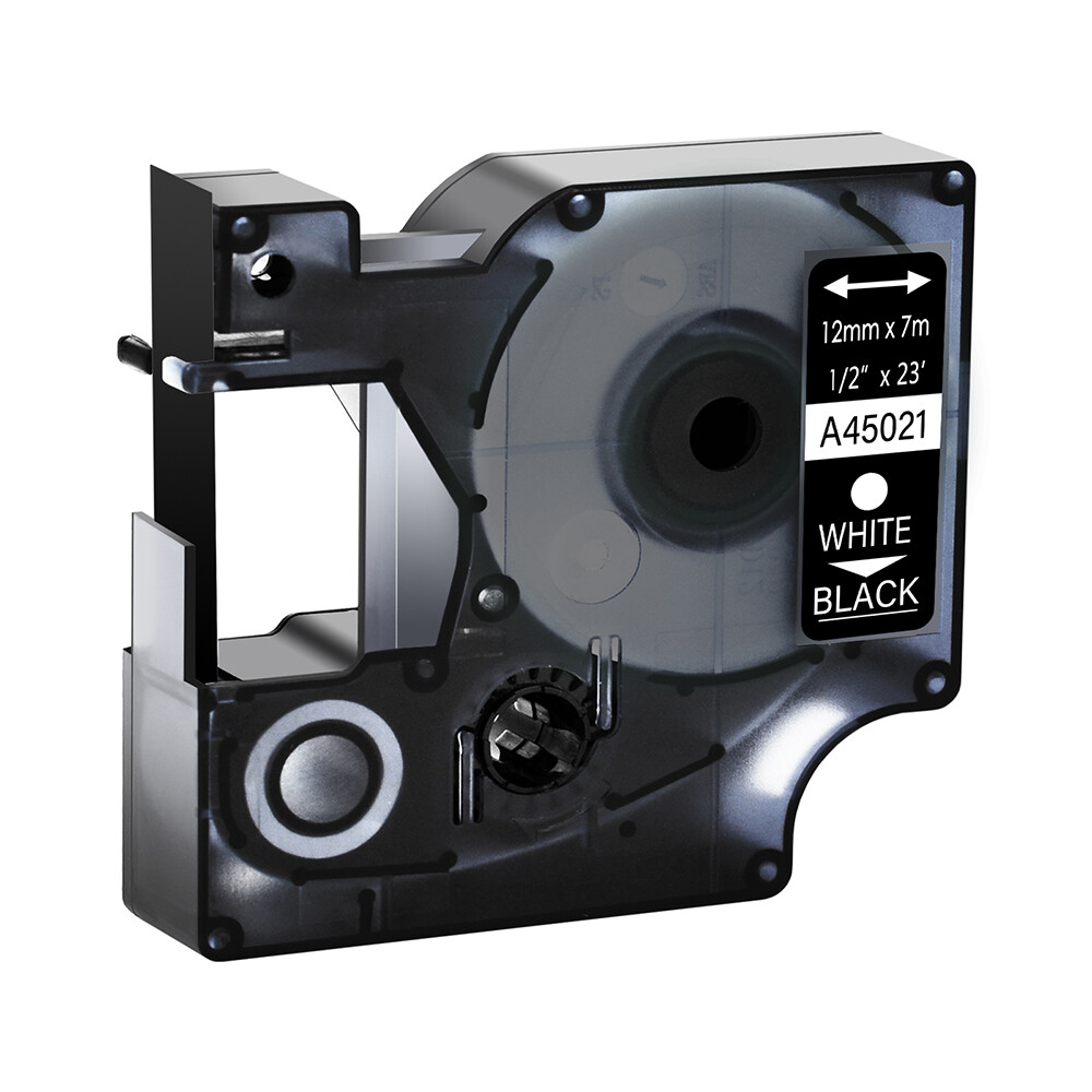 5 Pack 45021 White on Black Label Tape For DYMO D1 LabelManager 1/2″ x 23‘ 12mm