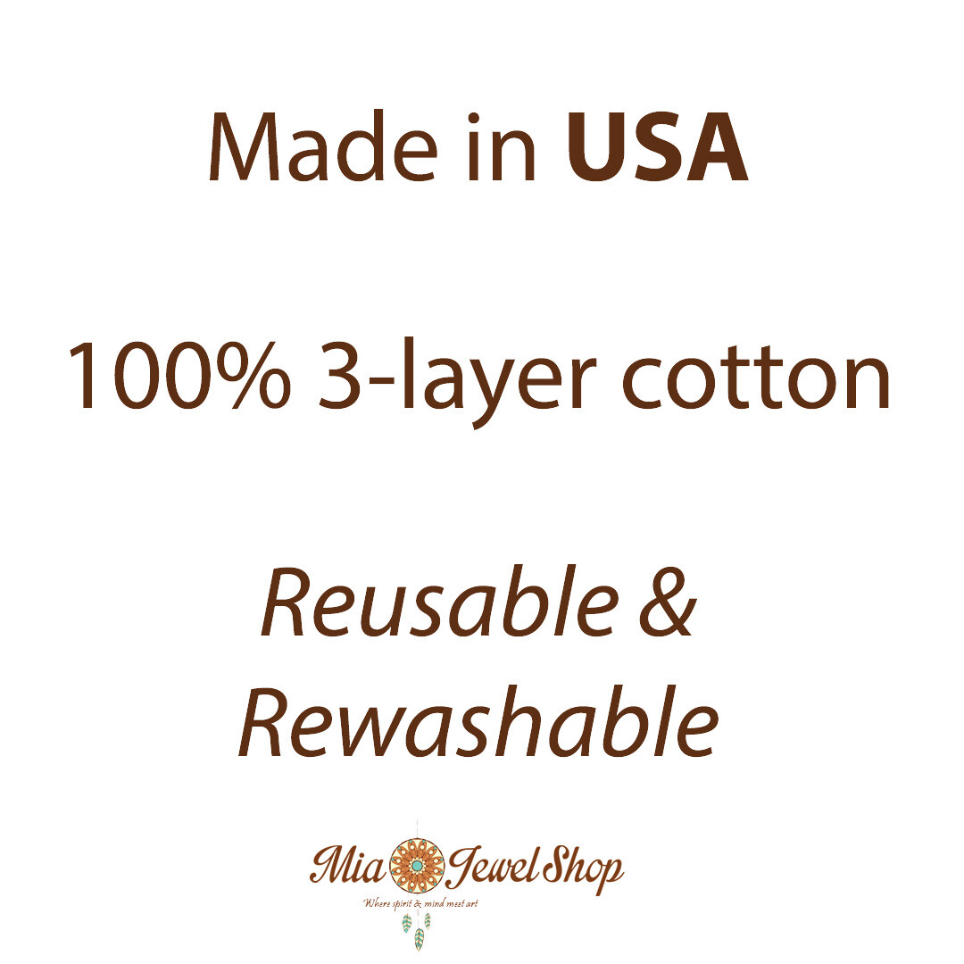 Fabric Face Mask Cotton Reusable Washable Adult Unisex Handmade in USA – Colors