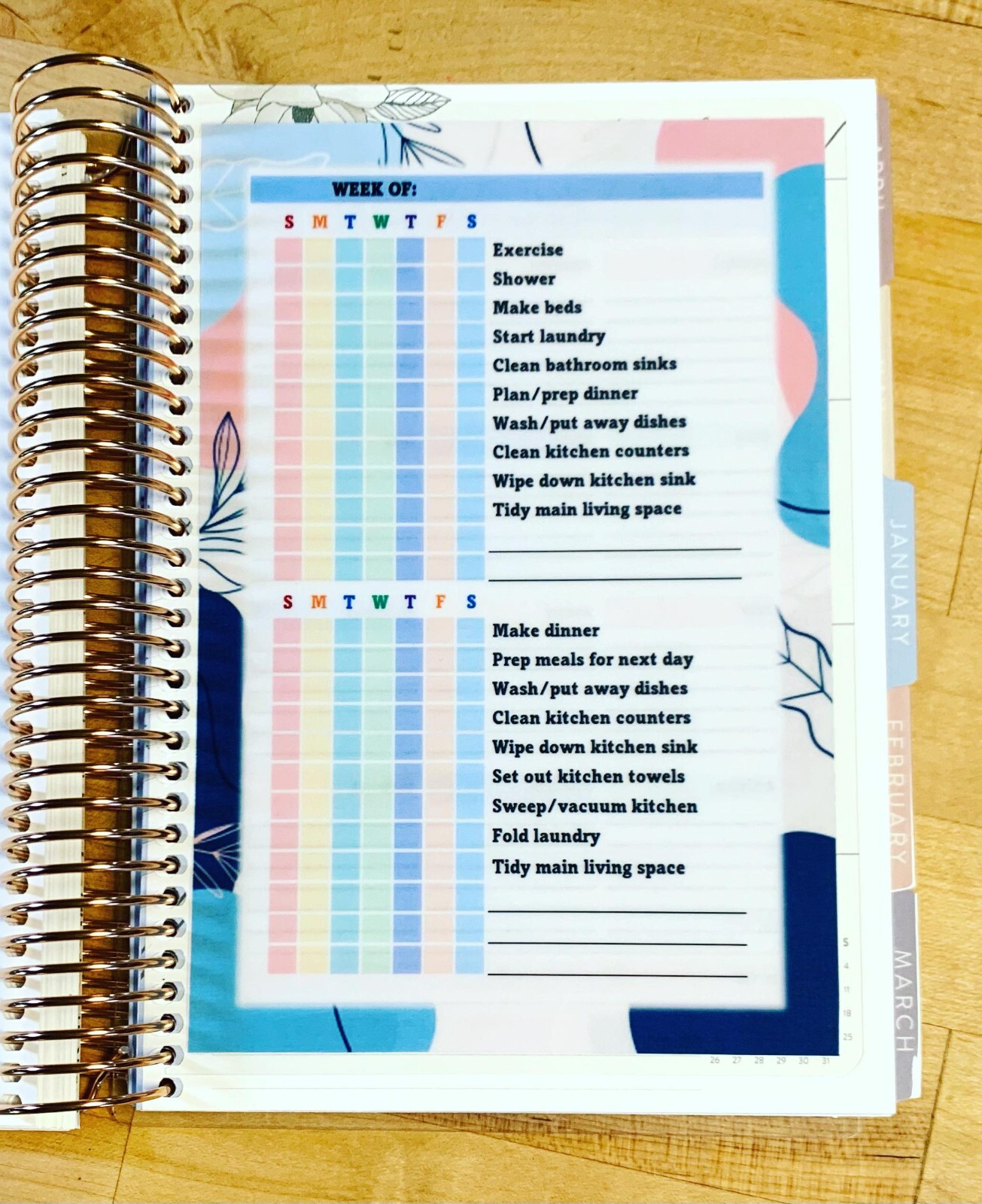 Daily Habits Personal Goals Dashboard 4 use with ErinCondren A5 Coil Spiral