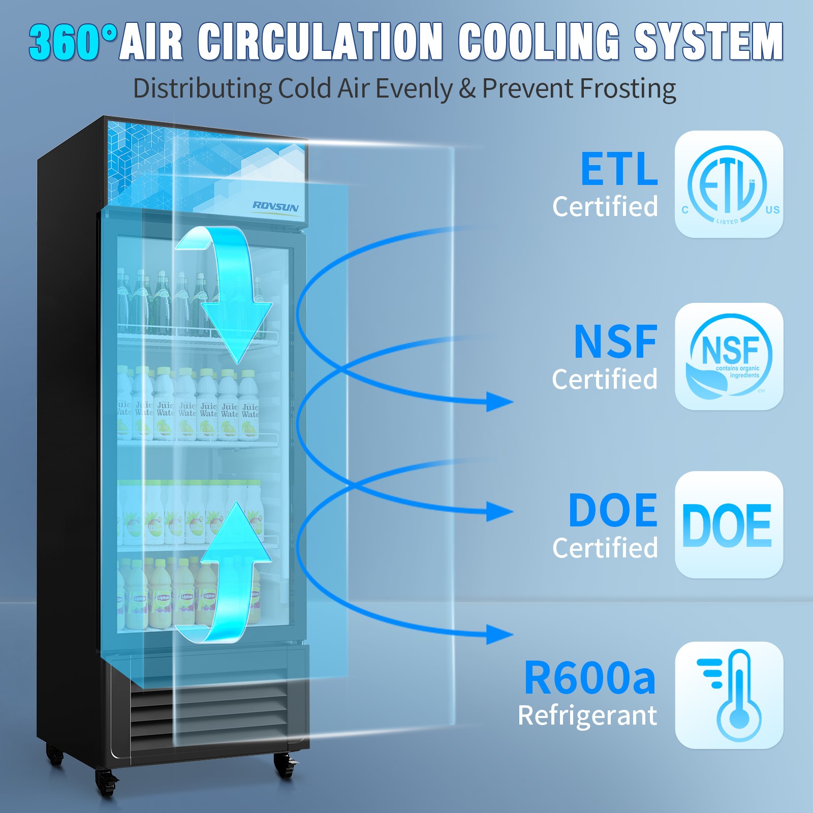 10 Cu.Ft. Commercial One Glass Door Display Upright Beverage Refrigerator Cooler