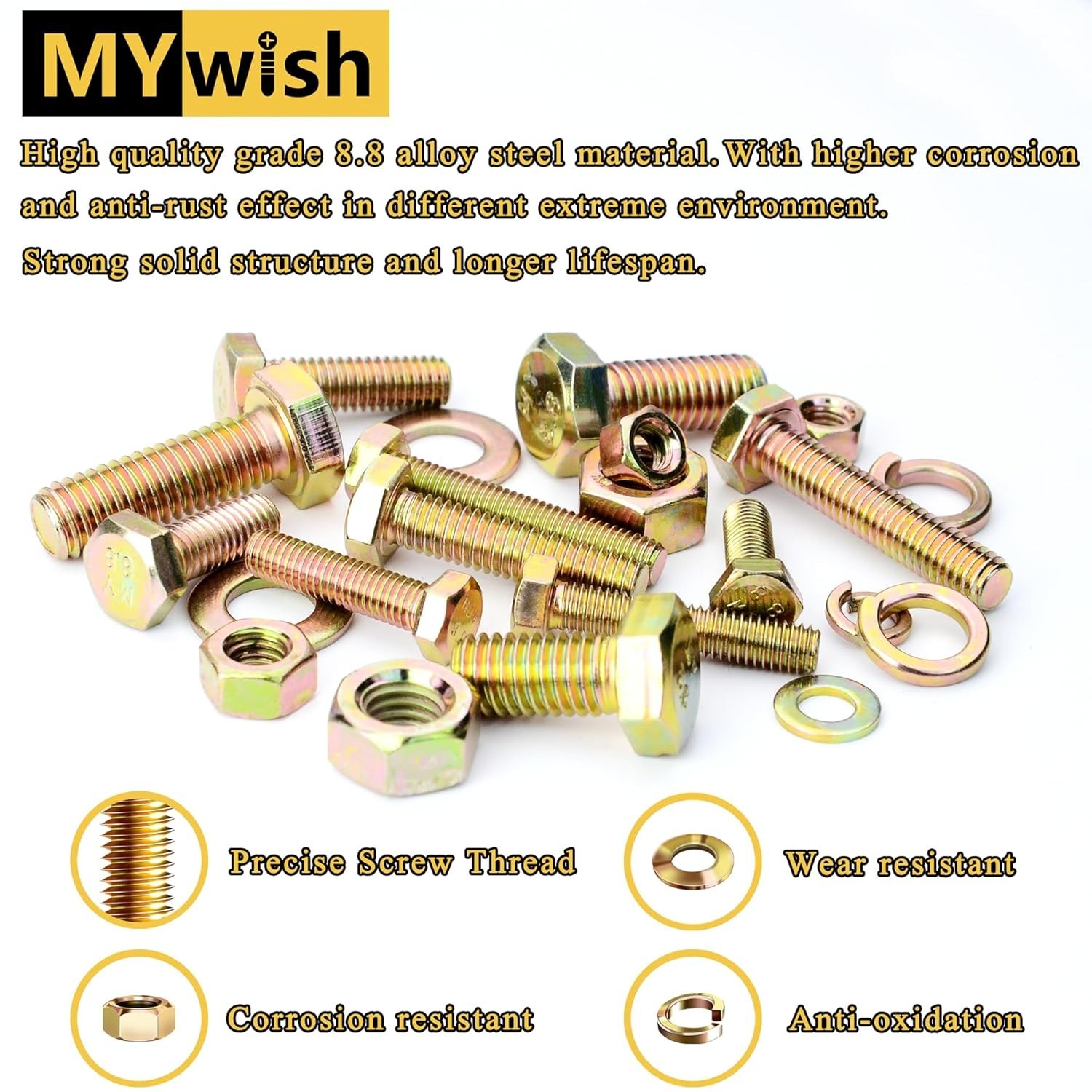 Complete 511-Piece Metric Fastener Set with Hex Nuts, Bolts & Washers