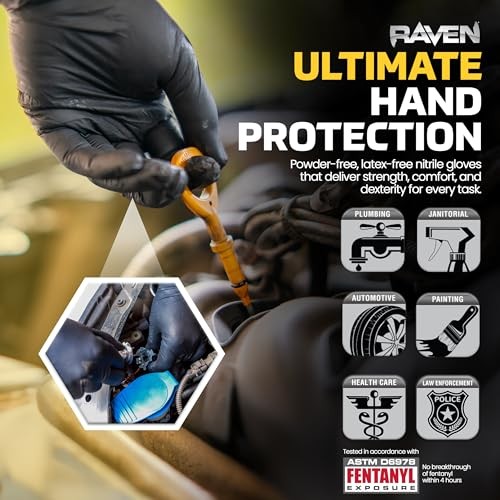 Raven Powder Free Gloves 7 Mil – XL Latex Free, X-Large Nitrile Disposable