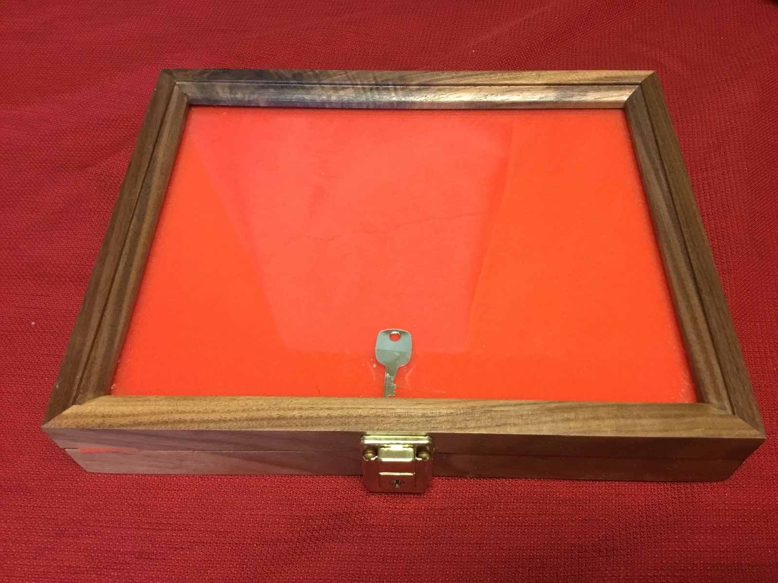Walnut Wood Display Case 9 x 12 x 2 for Arrowheads Knives Collectibles Coins