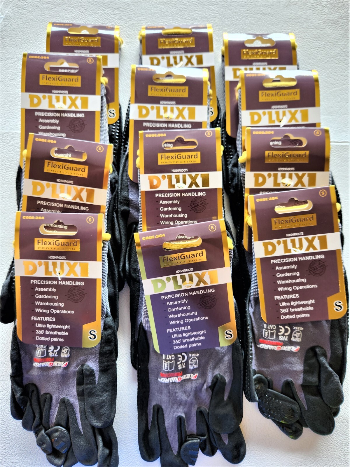 12-Pair Flexi-Guard D’LUXE Glove Ultra-Lightweight breathable Dotted palms