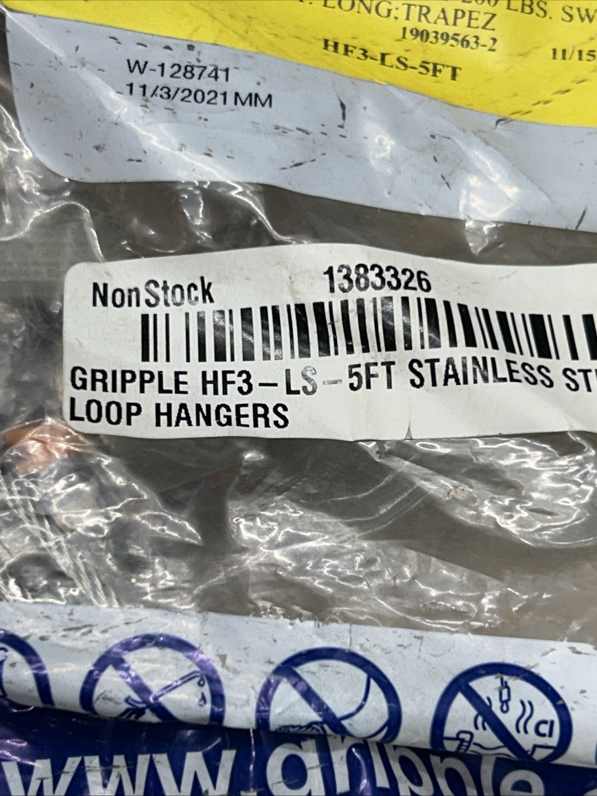 Gripple HF3-LS-5FT (10) S/S Loop Hangers In Sealed Bag Fast Shipping! + Warranty