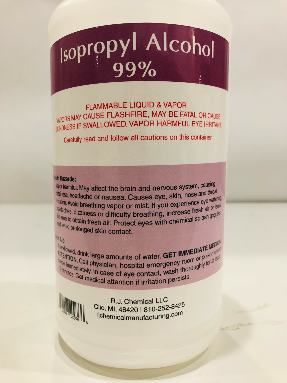 ISOPROPYL ALCOHOL 99%- NO IMPURITIES – 4 GALLONS PACKED IN 16 QUARTS