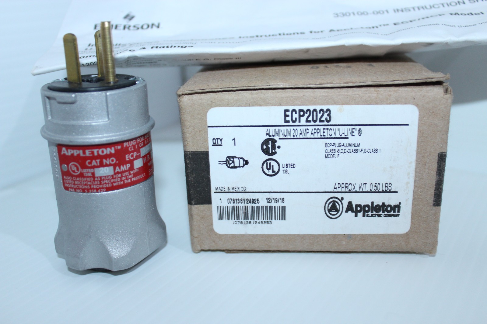 ⭐️NEW UNOPENED BOX⭐️ Appleton ECP-2023 Straight Blade Plug, 125V, 20A 🔴USA🔵