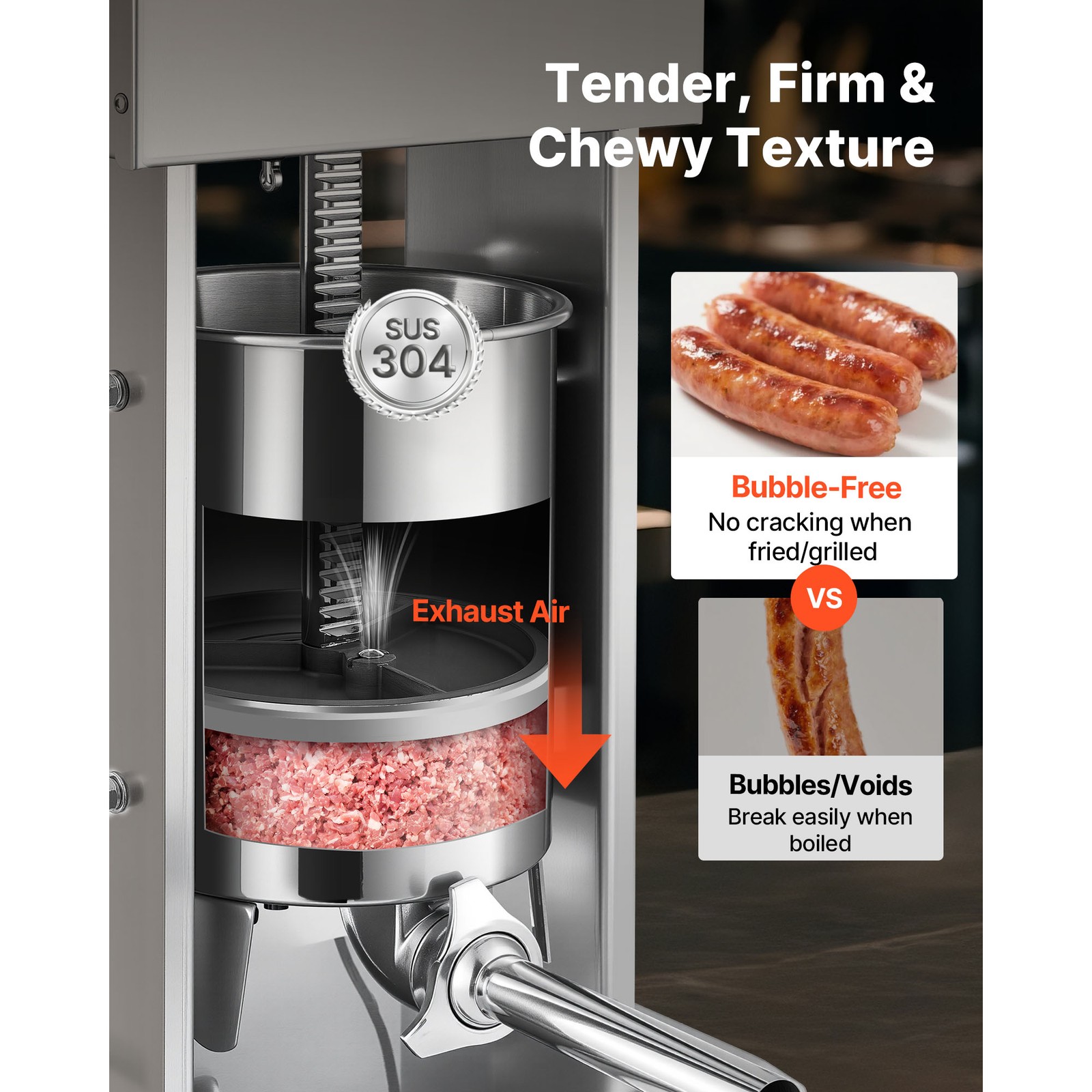 VEVOR Electric Sausage Stuffer 15L Variable Speed Sausage Maker Stainless Steel