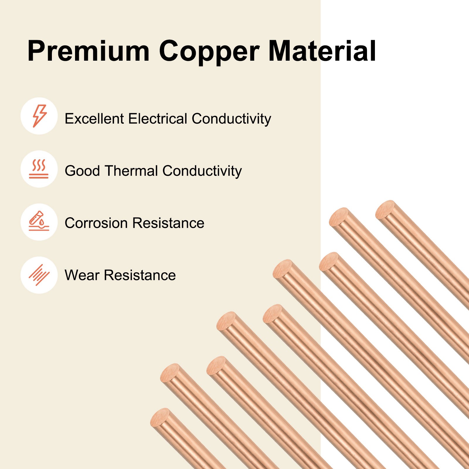 2-Pack Copper Round Rod 4mm x 200mm T2 Copper Stock