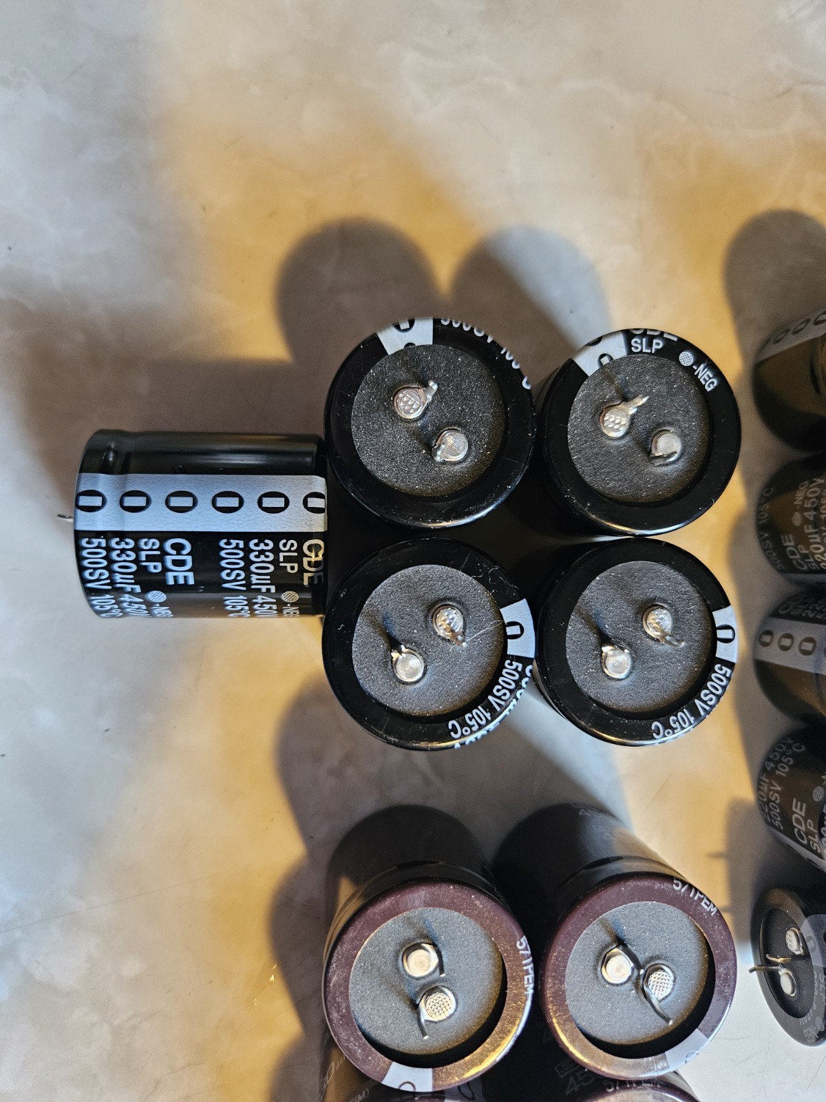 Lot of 23 Snap-In Capacitors 450V – Nippon Chemi-Con KMH & CDE SLP (330uF/220uF