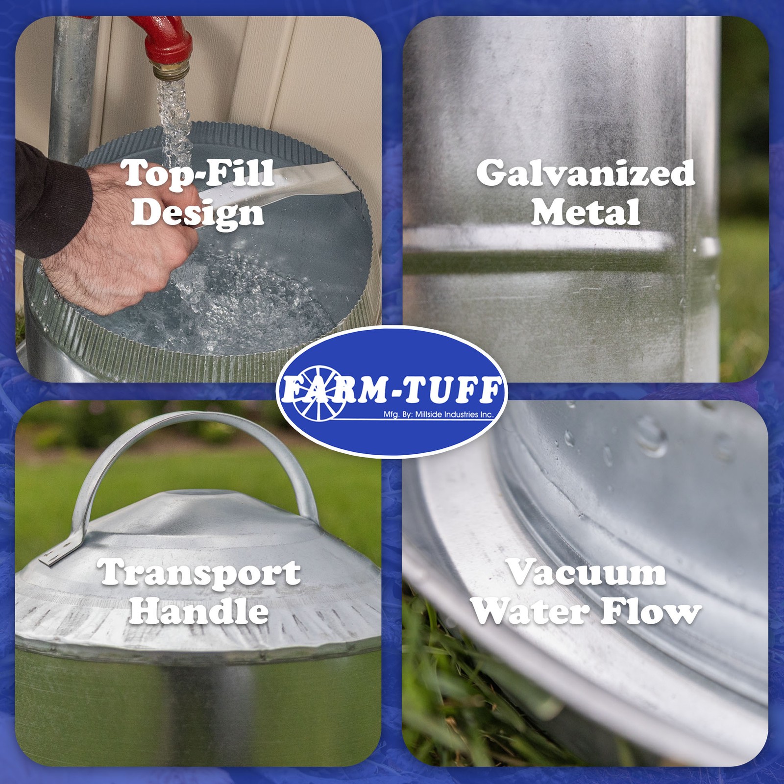 FARM-TUFF Double Wall Cone Top Galvanized Poultry Fountain, 5 Gallon Capacity