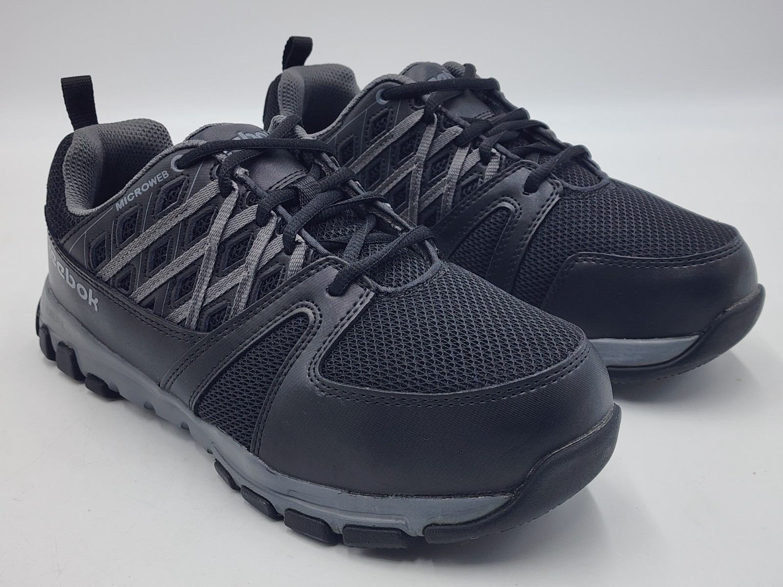 Reebok Steel Toe Sublite Black Work Sneakers Wide Sz Men’s 8 / Women’s 10