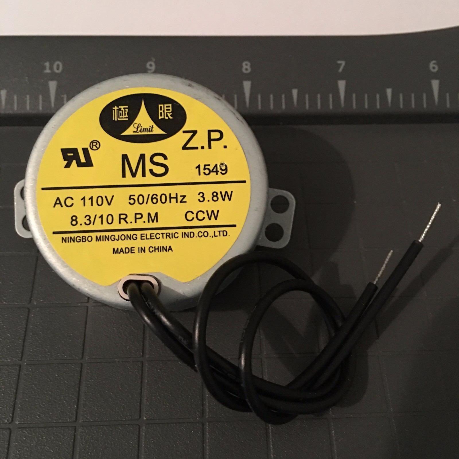Synchronous Motor MS type UL 110V CCW 8-10 rpm Ningbo Mingjong Electric