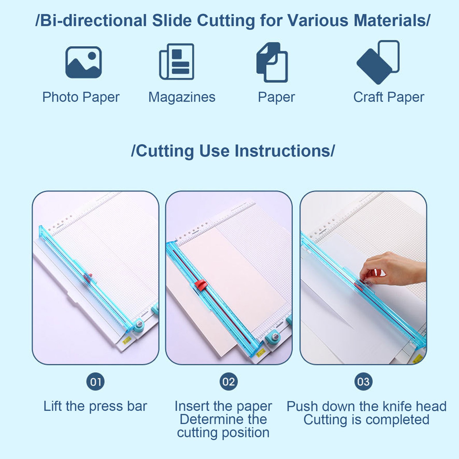 12.2in Paper Trimmer Scoring Board Craft Paper Cutter Folding Scorer 7 In 1 NY