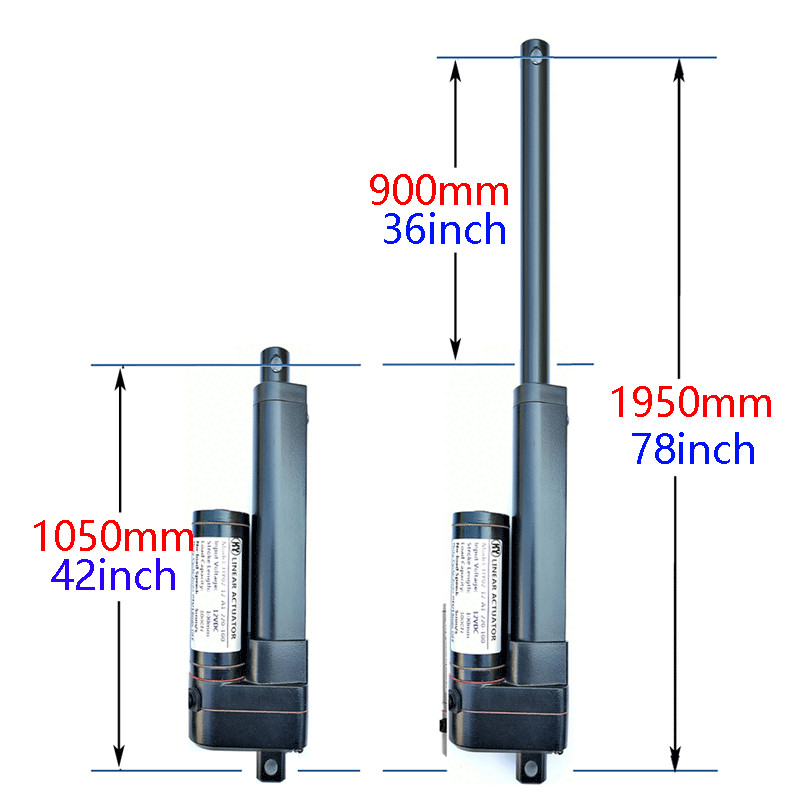 24V 3000N 660lb Heavy Duty Linear Actuator 6inch Stroke 4″~ 40″ IP65 Waterproof