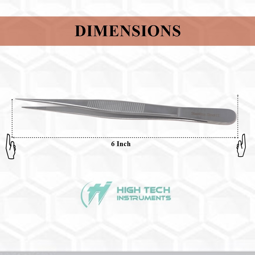Surgical Precision Point Tweezers Stainless Steel Lab Forceps for Firm Grip 6″