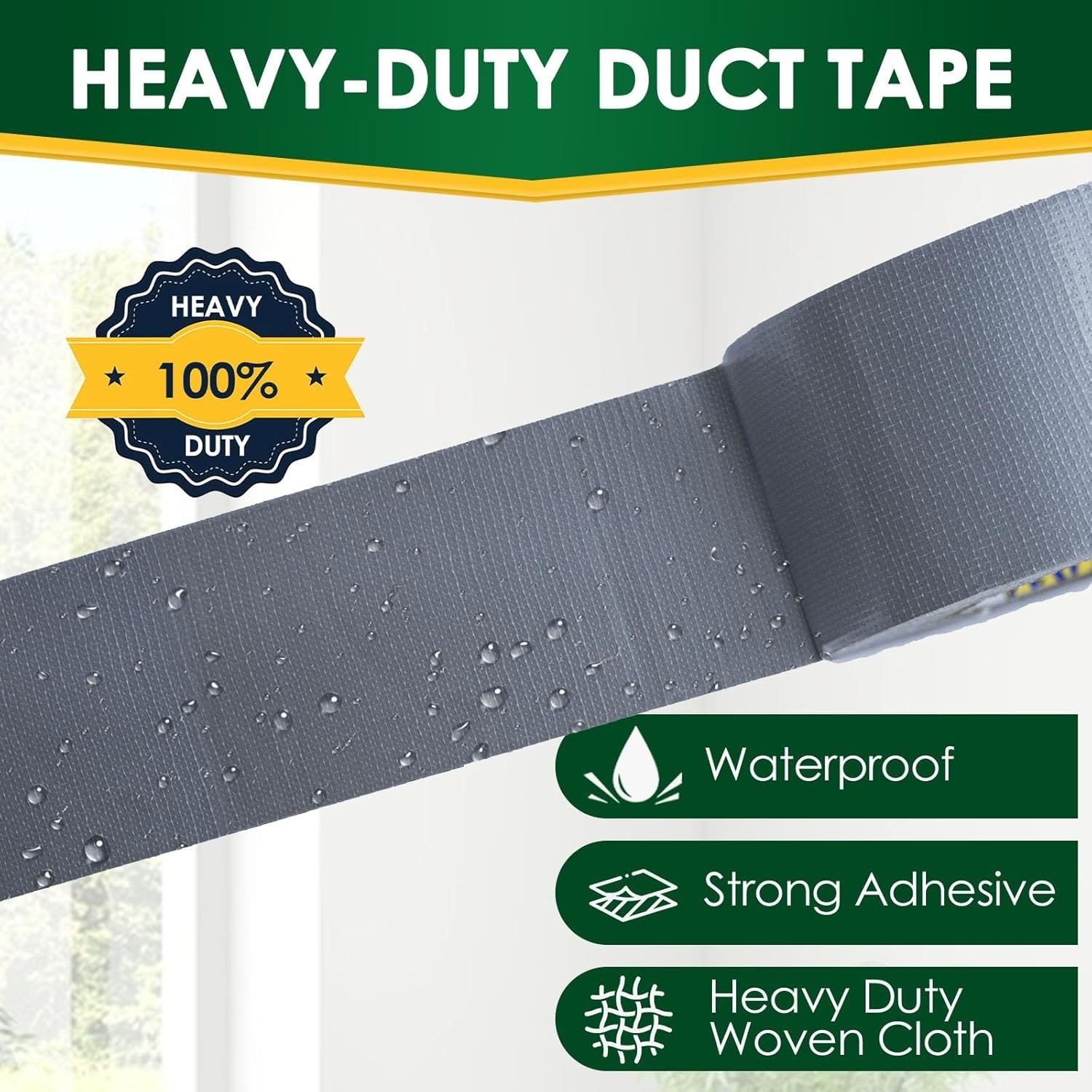 10 Pack Duct Tape Heavy Duty Waterproof, Sliver Duct Tape Bulk 1.88 Inch X 90…