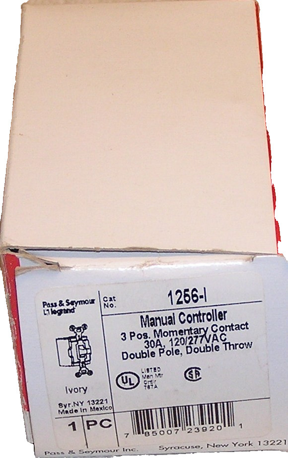 Pass & Seymour 1256-I Manual Controller 3 Position Momentary Contact DPDT