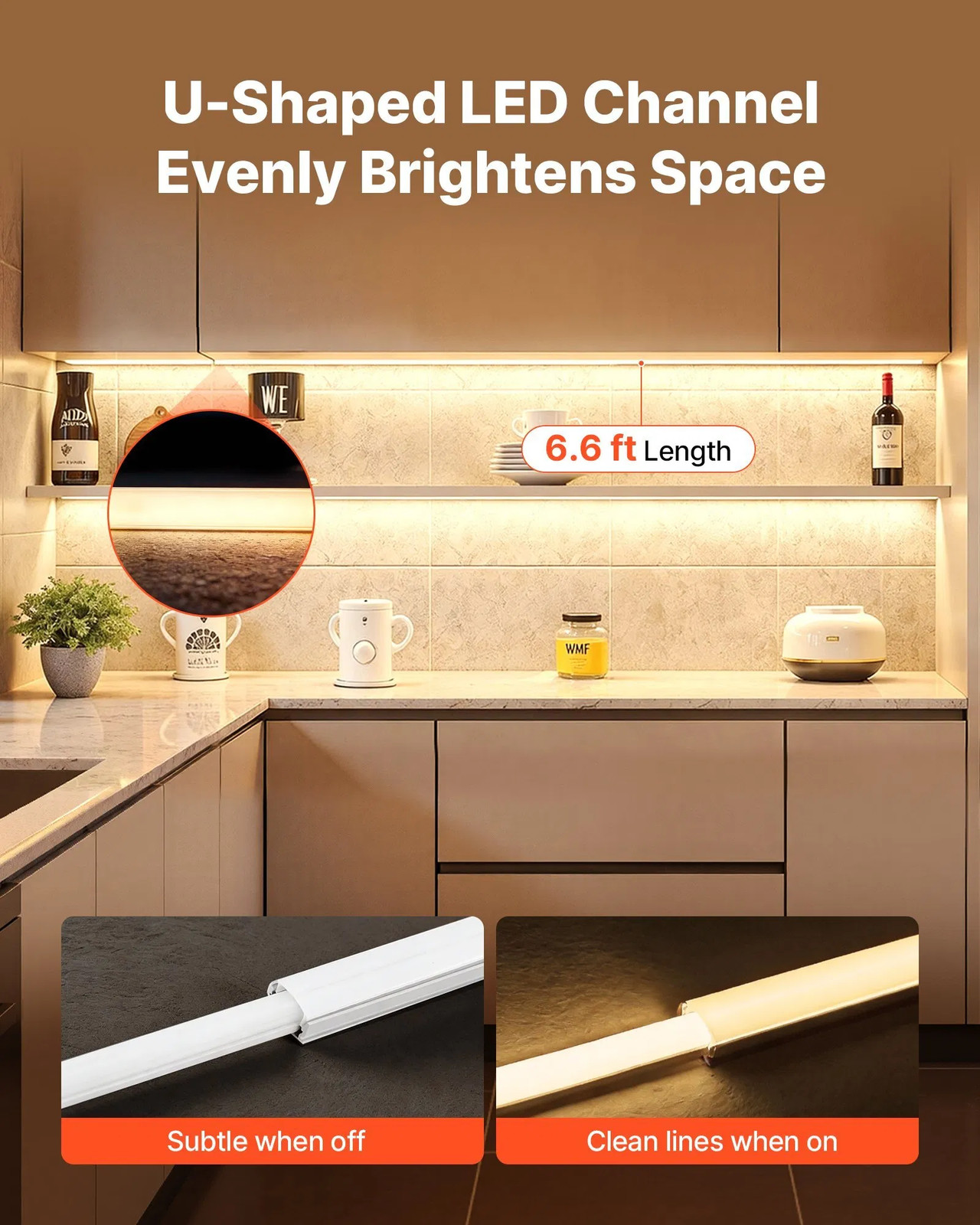 10-Pack 6.6 ft/2M U Shape LED Aluminum Channel, with Milky Cover, End Caps and