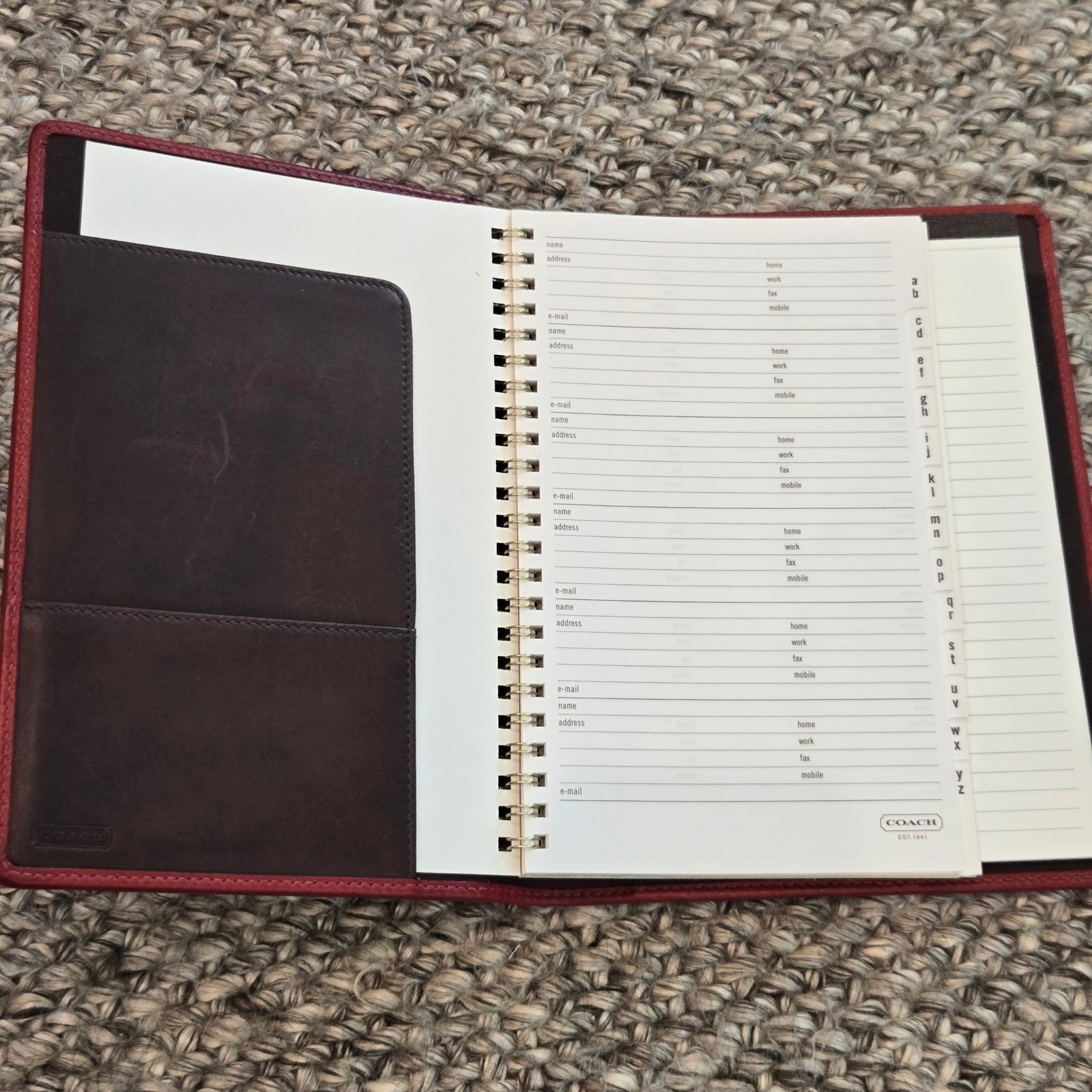 Coach Notebook Planner Organizer Notepad 6 x 8.5″ Red Leather Address Portfolio