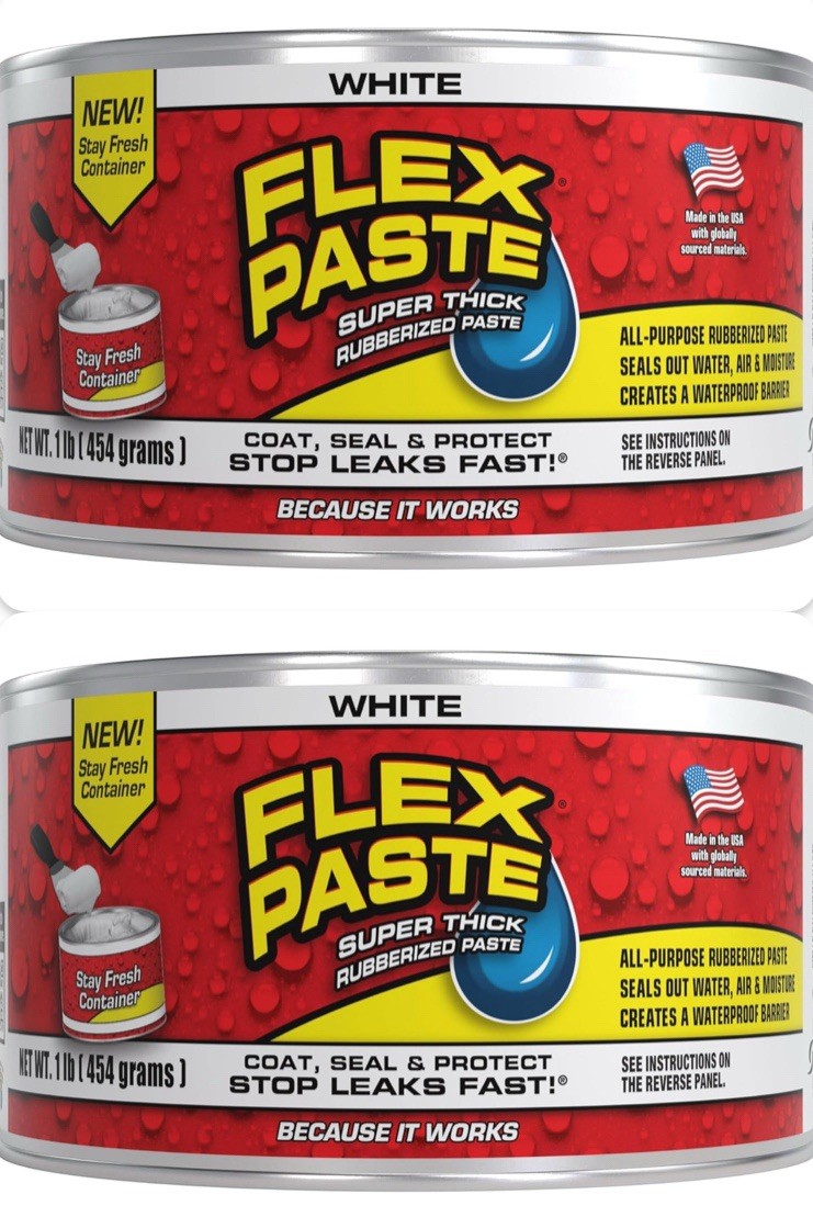 (2 PACK) Flex Paste White Waterproof Paintable Putty Rubber Spackle Sealant 2 LB