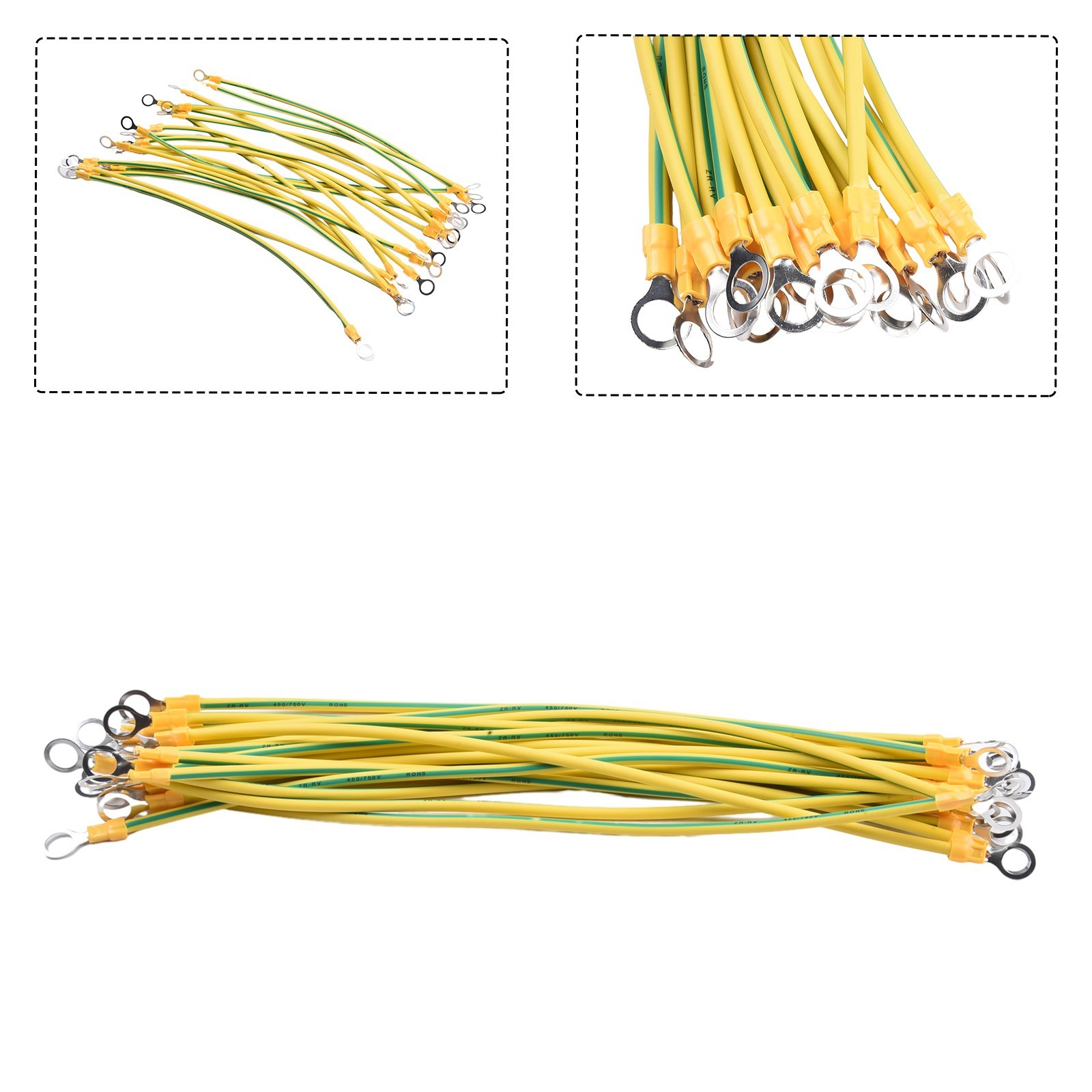 Ground Wire 10cm/20cm/30cm 20pcs BVR Solar PV Ground Wire Yellow-green