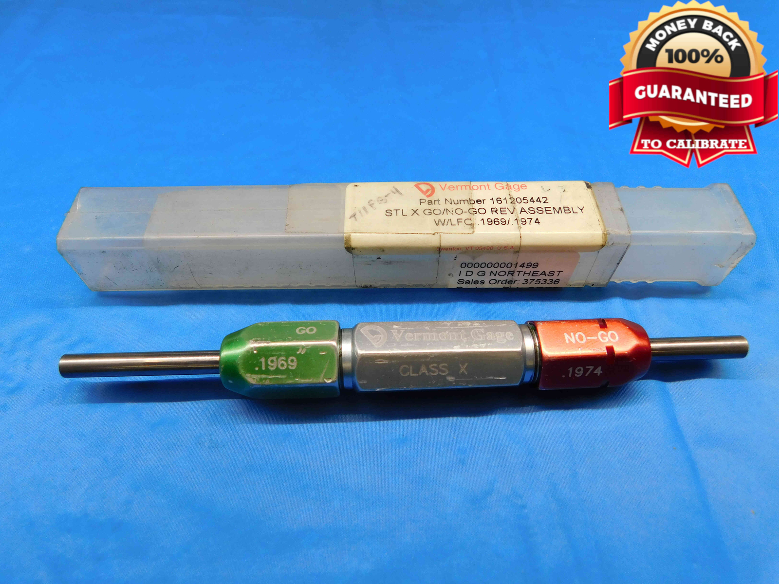 .1969 & .1974 CL X CARBIDE PIN PLUG GAGE GO NO GO .1875 +.0094 3/16 5 mm CHECK