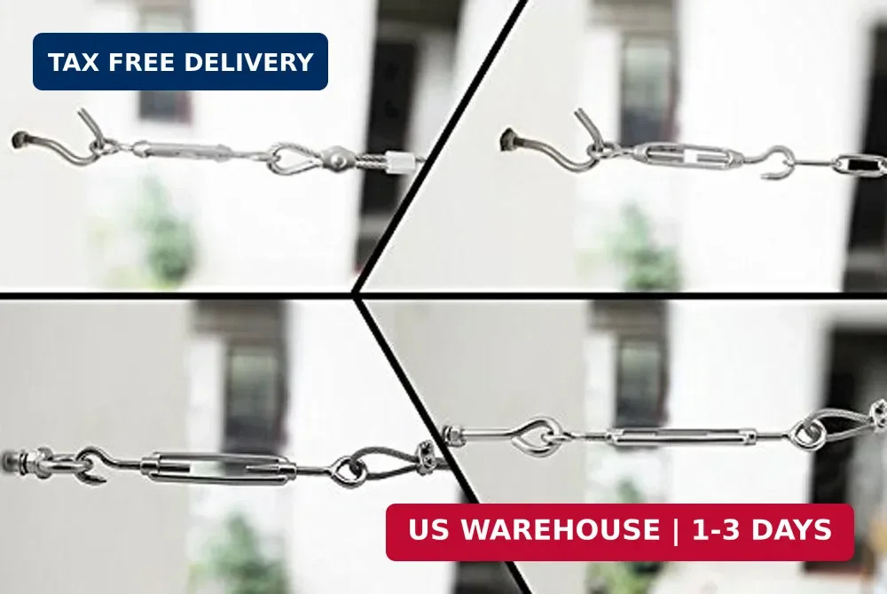 YAMASO 6Pcs M6 Hook & Eye Turnbuckle Wire Rope Tensioner Stainless Steel 304