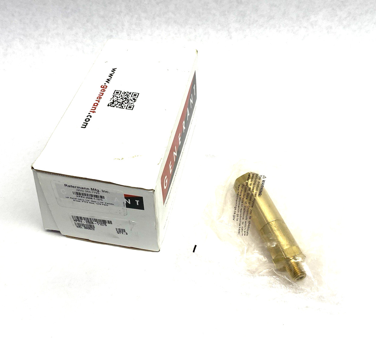 Generant HPRV-250B-T1275 Inline Relief Valve, 1/4″ Male to 1/4″ Female, 1275psi