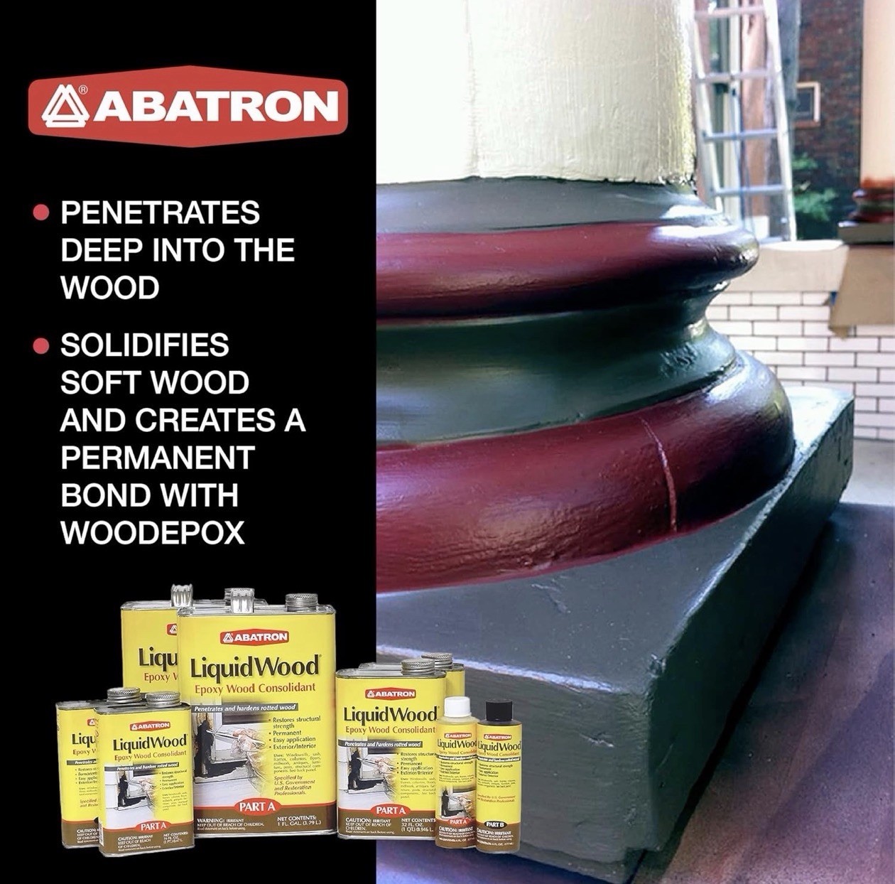 Abatron LiquidWood 2 Pint Kit Epoxy Wood Hardener Consolidant Part A & B