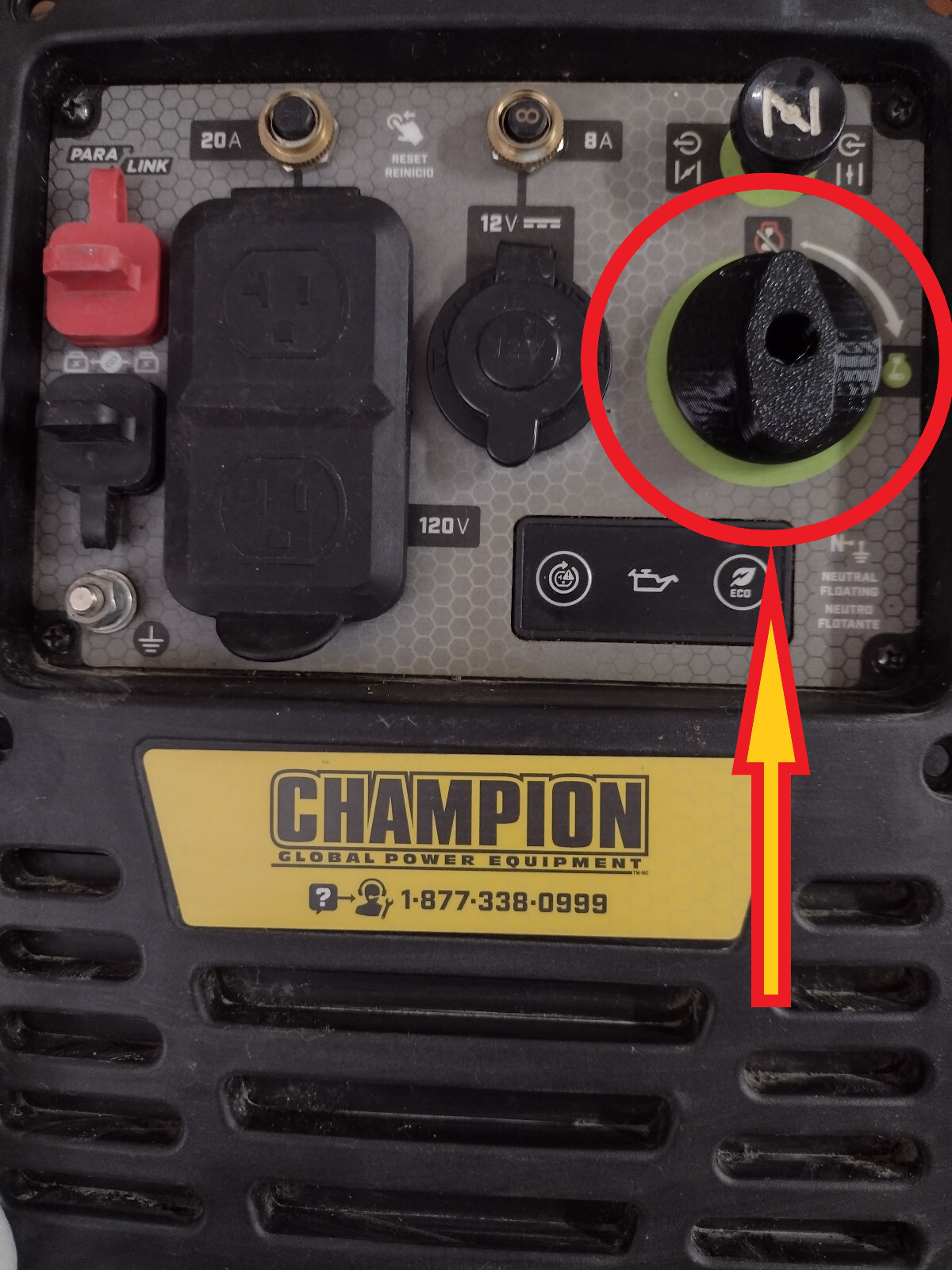 Champion inverter Generator 2500 w knob switch Run Choke 3D printed part – READ