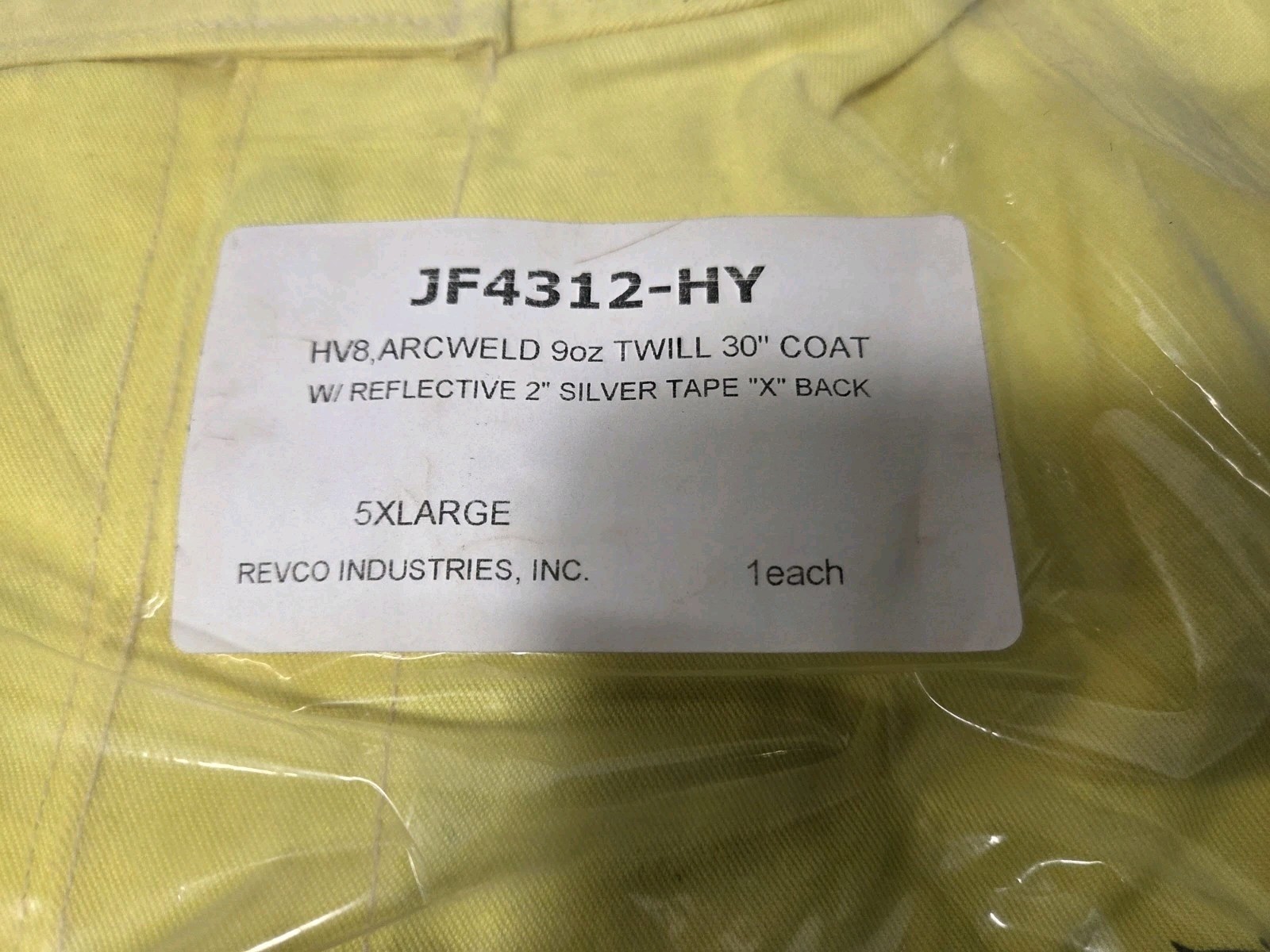 NOS Black Stallion JF4312-HY 30″ HV8 Twill Welding Jacket Yellow 5XL