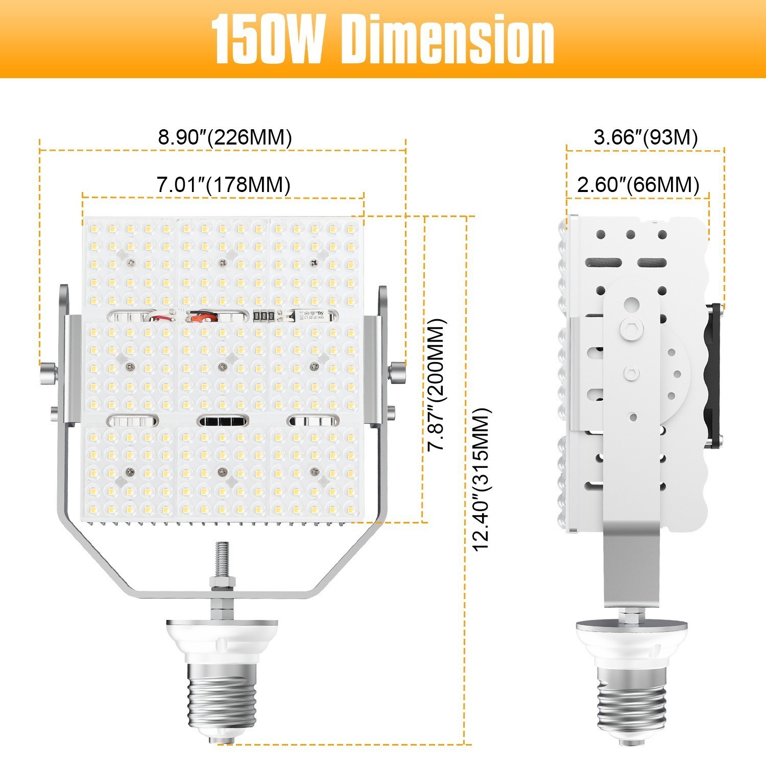 150 Watt Parking Lot Road Post Light LED Shoebox Retrofit Kit 600W MH/HPS Eqival