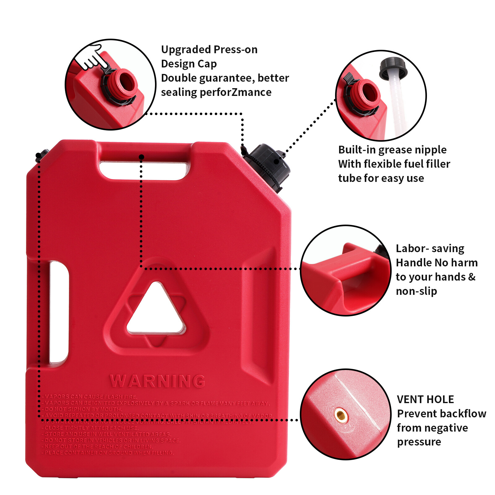 2 Gallon Large Capacity Gas Gasoline Can Fuel Tank Pack 7.6L Petrol Container