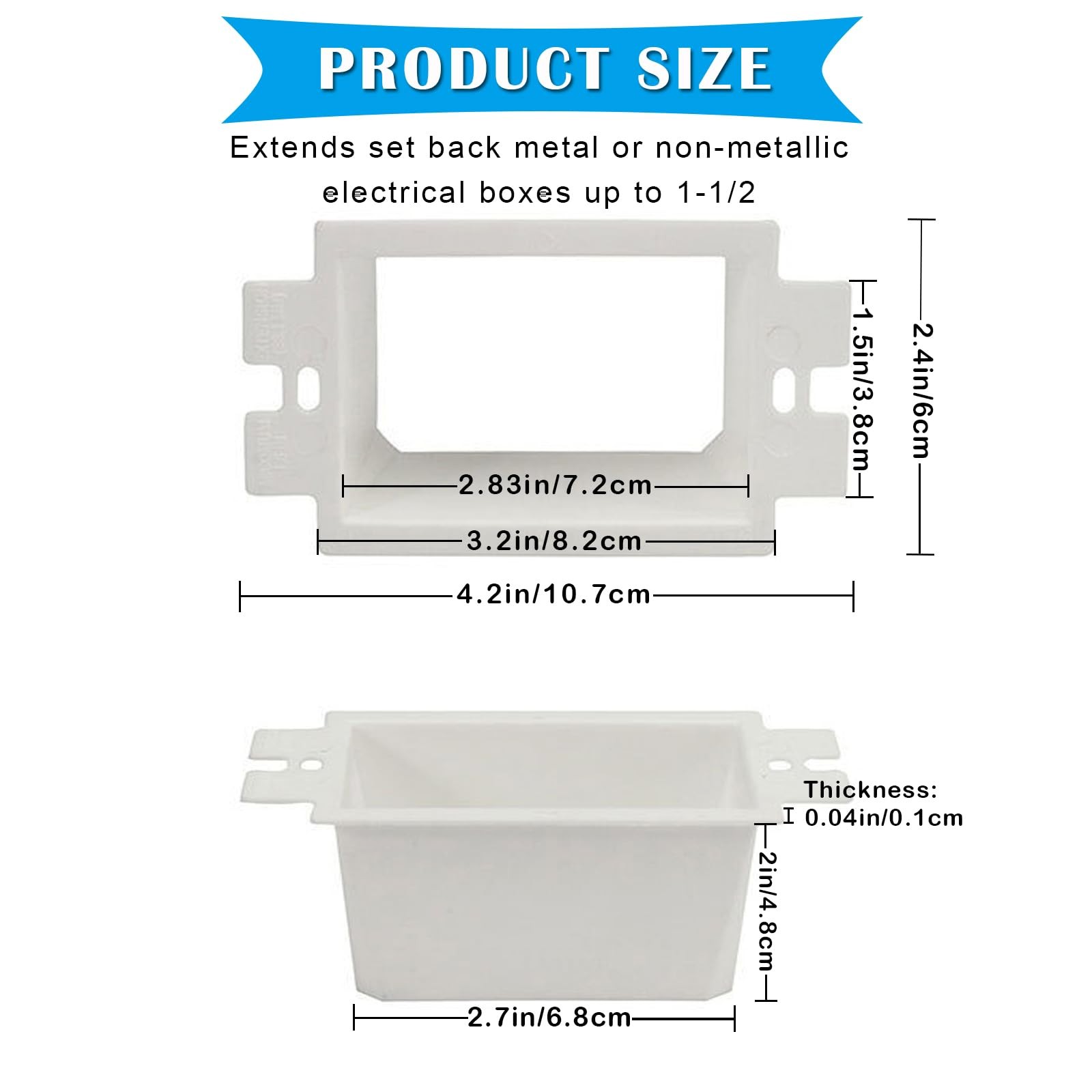 6 PCS White SLK1 1Gang Electrical Power Outlet Box Extender Kit Screws