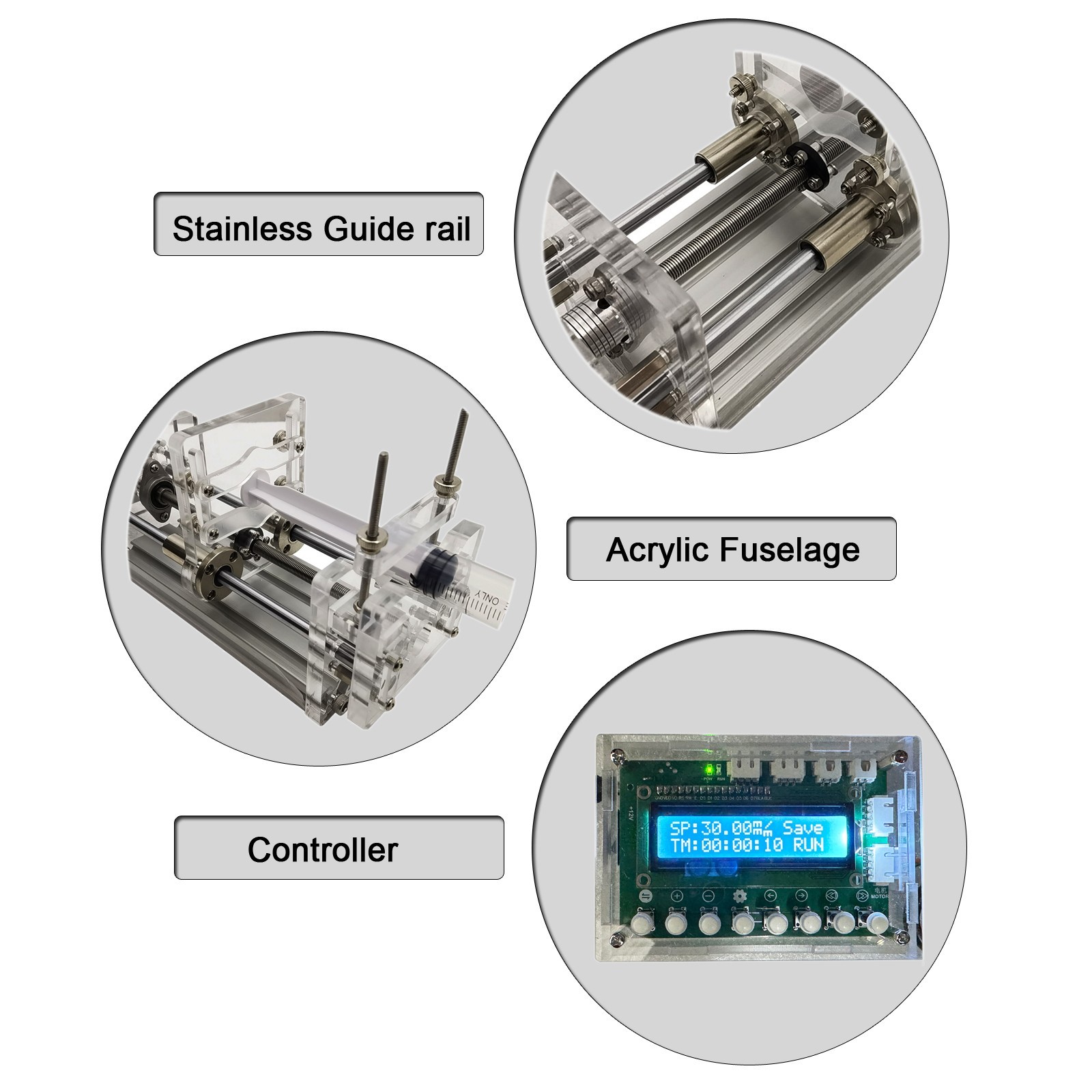 100-240V Microinjection Pump 1.9in Syringe 150mm/min RS485 Lab Apparatus