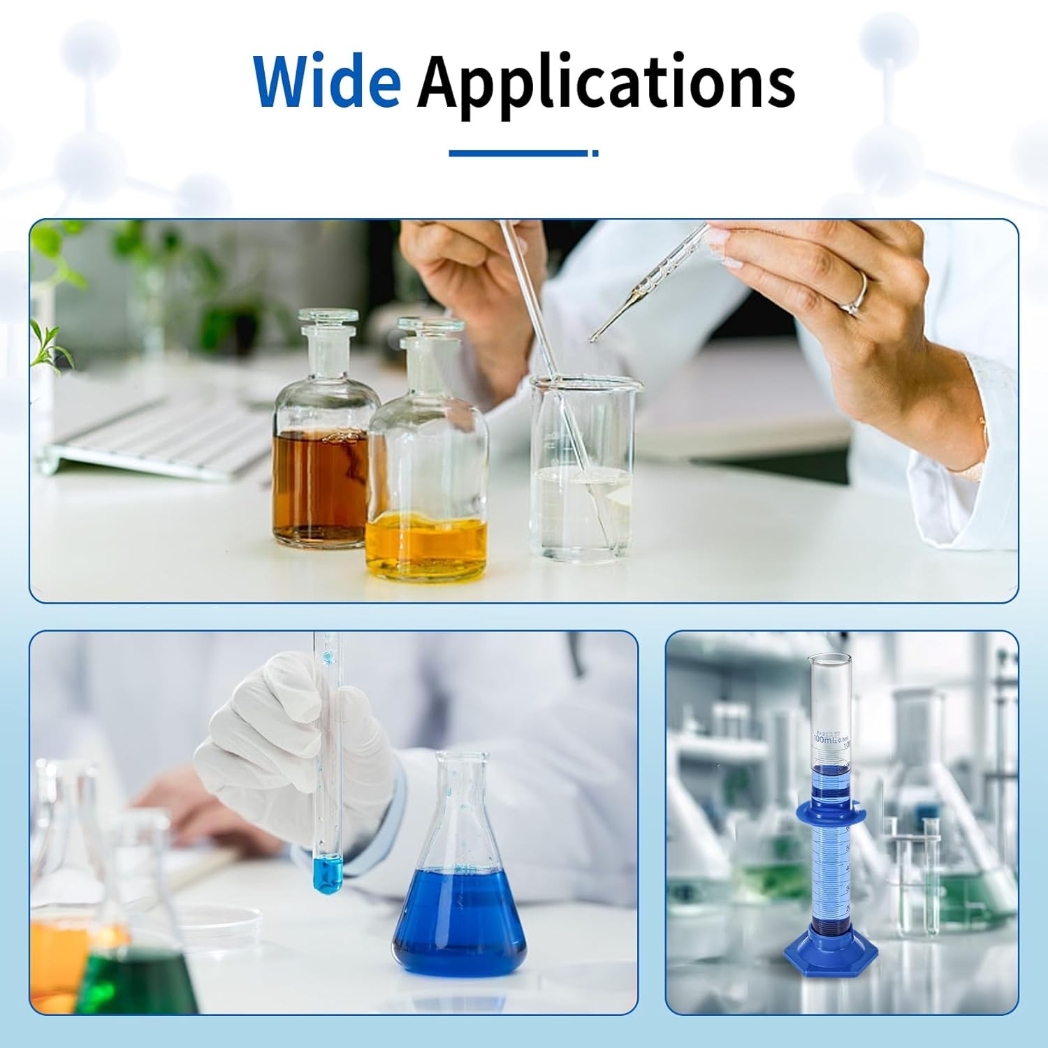 Set of 9 Laboratory Glassware Set Science Lab Chemistry Beaker 50/100/250ML