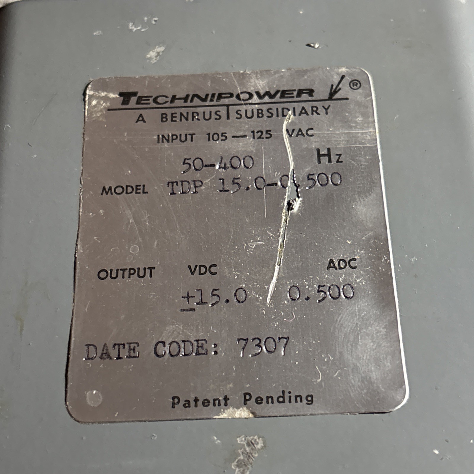 Technipower Power Supply Model TDP 15.0-0 500 VAC 50-400HZ