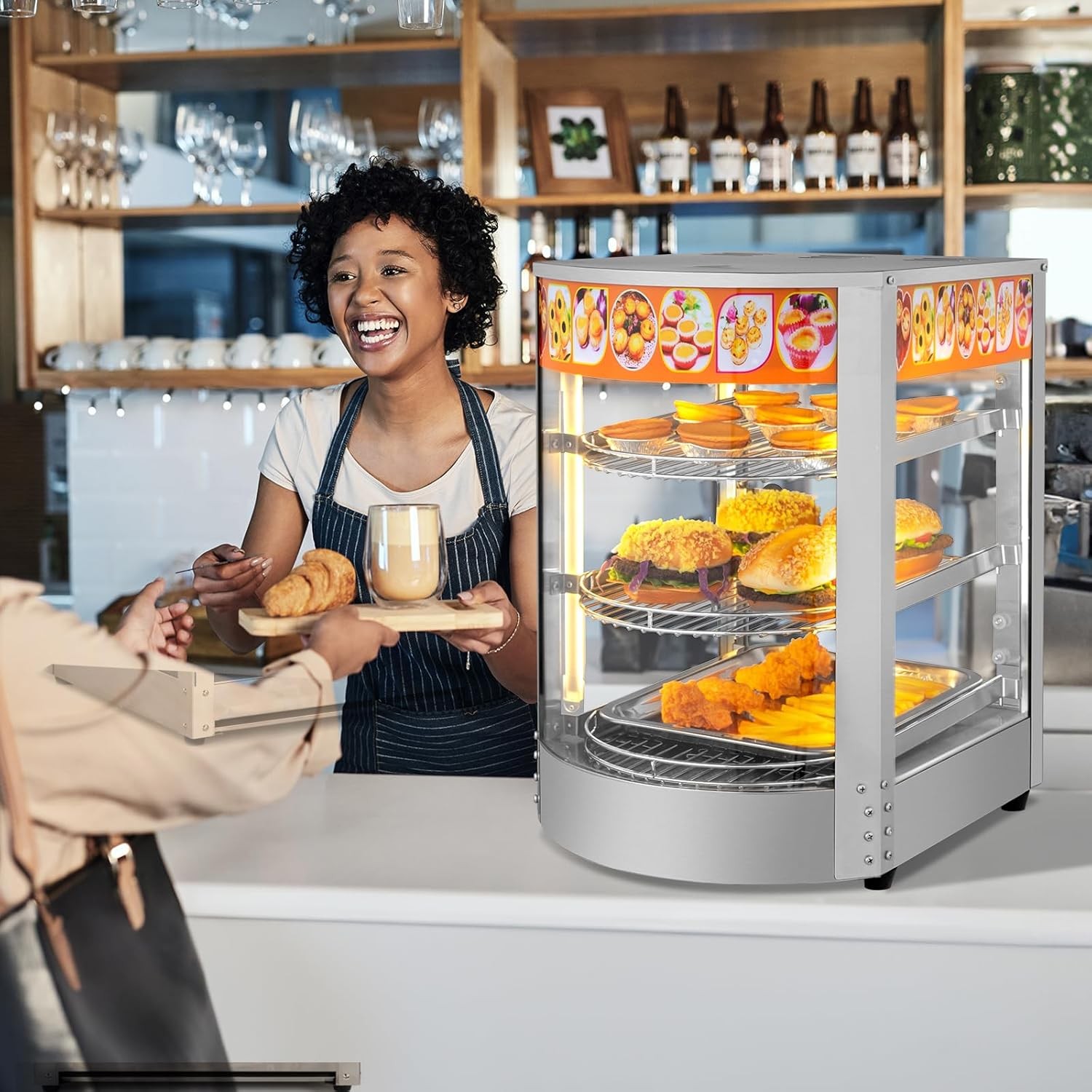 Commercial Food Pizza Display Warmer, 3-Tier Electric Countertop Food Warmer